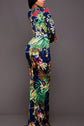 Out Of This World - Printed Plunge Leg Split Maxi Dress