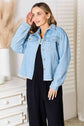 Denim Dropped Shoulder Raw Hem Jacket