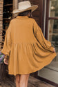 Button Up Ochre Lantern Sleeve Dress