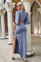 Split Puff Sleeve Cutout Maxi Dress