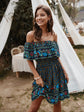 Bohemian Print Off-Shoulder Strapless Dress