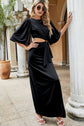 Split Puff Sleeve Cutout Maxi Dress