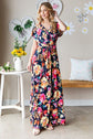 Floral Navy Multi-Color lice Tie Waist Maxi Dress -Full Size