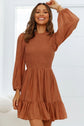 Night Out Smocked Balloon Sleeve Ruffle Hem Dress