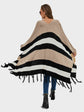 Striped Open Front Fringe Cardigan