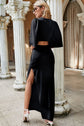 Split Puff Sleeve Cutout Maxi Dress