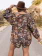 Plus Size Opaque Long Sleeve Floral Romper