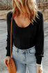 women wearing black Scoop Neck Long Sleeve Top