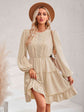 Swiss Dot Lace Trim Balloon Sleeve Dress