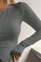 Sexy Basic Half Button Long Sleeve T-Shirt