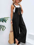 women wearing black Full Size Wide Leg Overalls with Pockets