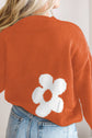 Floral Pattern Color Contrast  Design Long Sleeve Sweater