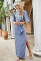 Split Puff Sleeve Cutout Maxi Dress