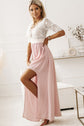 Pretty In Blush Pink Lace Slit Dress