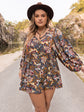 Plus Size Opaque Long Sleeve Floral Romper