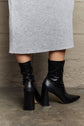 Black Stacy Block Heel Sock Boots