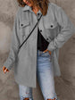 Drop Shoulder gray Autumn Button Down Collared Coat