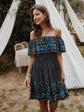 Bohemian Print Off-Shoulder Strapless Dress