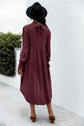 Solid Asymmetrical Patch Pleated Dress