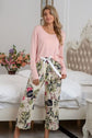 Round Neck Top and Printed Pants Lounge Set