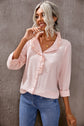 Eyelet Ruffles Button Crinkled Shirt