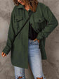 Drop Shoulder green Autumn Button Down Collared Coat