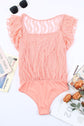 Burnt Coral Ruffled Lace V-Neck Bodysuit