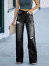 Womens Black Distressed Straight Leg Jeans