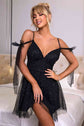 Black Spaghetti Strap Mesh Dress