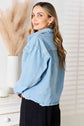 Denim Dropped Shoulder Raw Hem Jacket